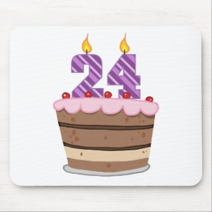 Age 24 on Birthday Cake Mouse Pad
