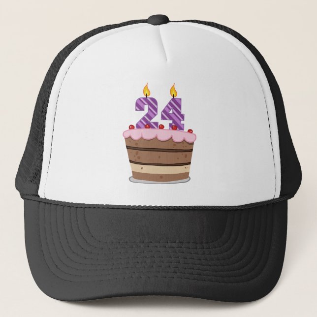 Age 24 on Birthday Cake Trucker Hat (Front)