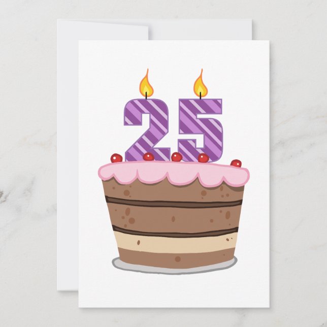 Age 25 on Birthday Cake Card (Front)