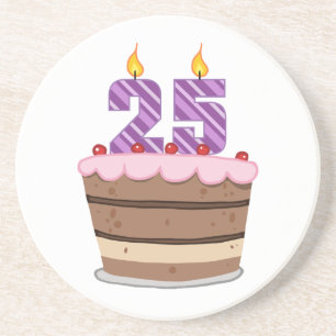 Age 25 on Birthday Cake Coaster