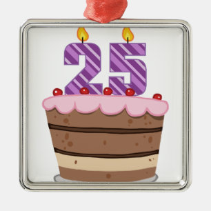 Age 25 on Birthday Cake Metal Tree Decoration