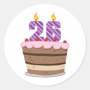 Age 26 on Birthday Cake Classic Round Sticker
