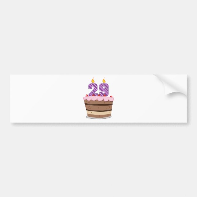 Age 29 on Birthday Cake Bumper Sticker (Front)