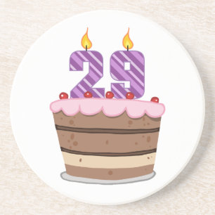 Age 29 on Birthday Cake Coaster