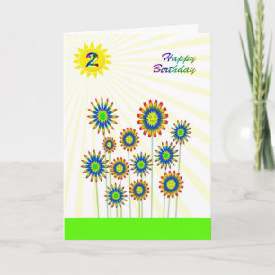 Age 2, a happy flowers card