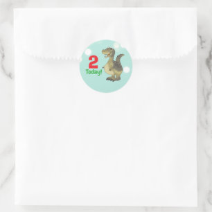 Age 2 Dinosaur Birthday - 2nd Birthday Dino Classic Round Sticker