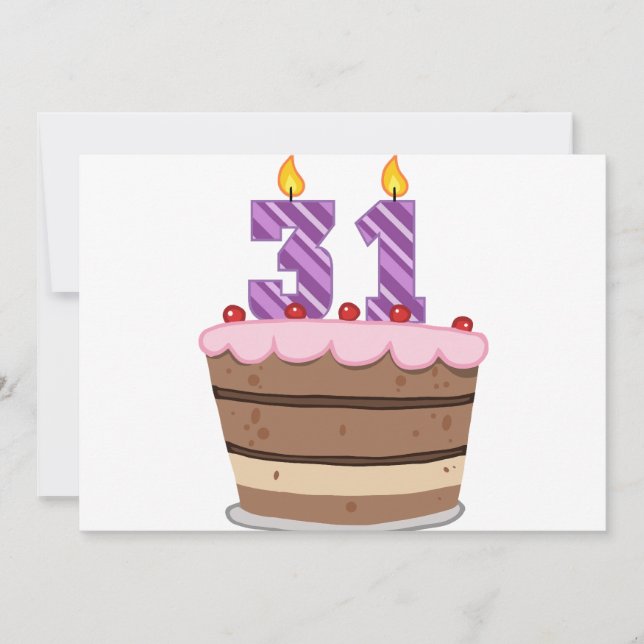 Age 31 on Birthday Cake Card (Front)