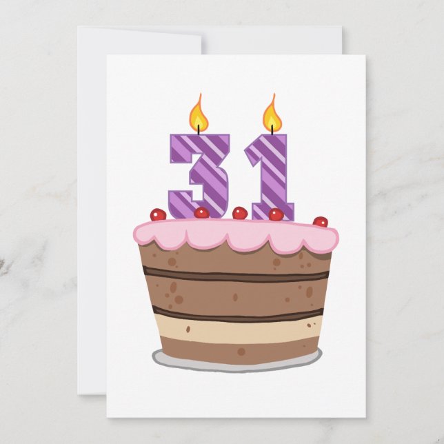 Age 31 on Birthday Cake Card (Front)