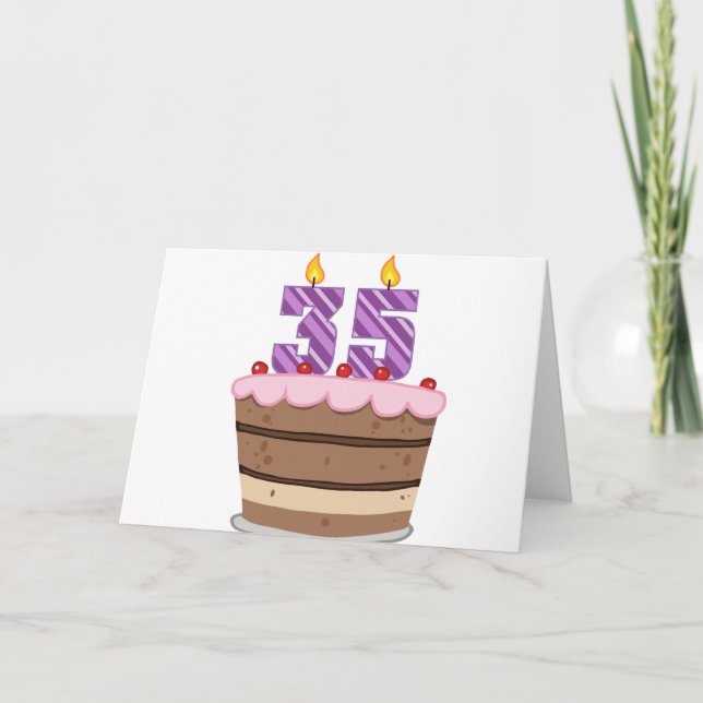 Age 35 on Birthday Cake Card (Front)