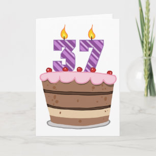 Age 37 on Birthday Cake Card