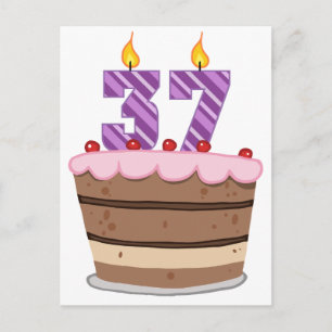 Age 37 on Birthday Cake Postcard
