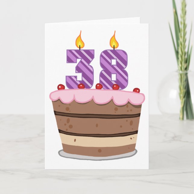 Age 38 on Birthday Cake Card (Front)