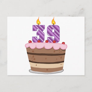 Age 39 on Birthday Cake Postcard