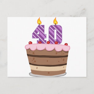 Age 40 on Birthday Cake Postcard