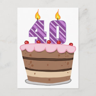 Age 40 on Birthday Cake Postcard