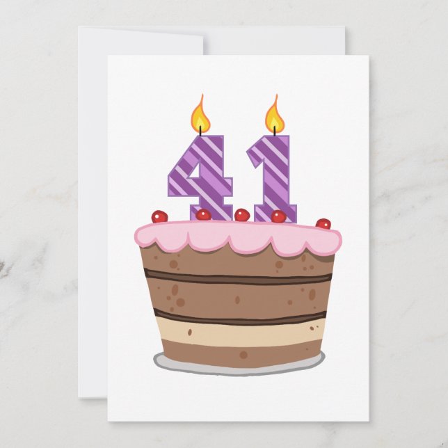 Age 41 on Birthday Cake Card (Front)