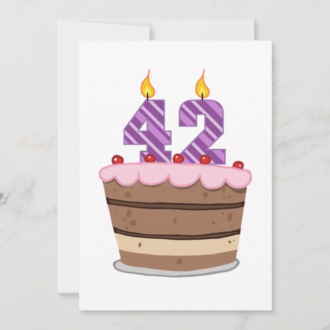 Age 42 on Birthday Cake Card (Front)