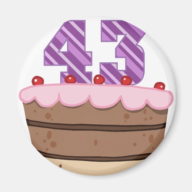 Age 43 on Birthday Cake Magnet (Front)