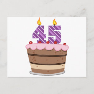 Age 45 on Birthday Cake Postcard