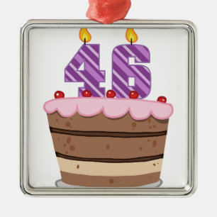 Age 46 on Birthday Cake Metal Tree Decoration