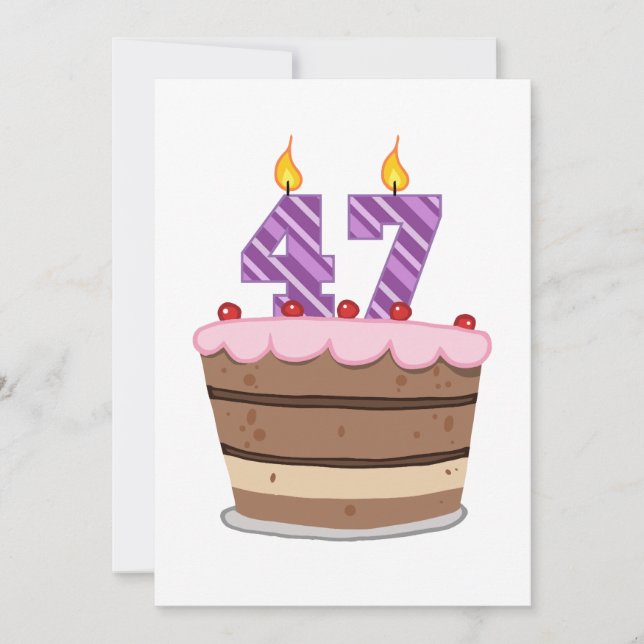 Age 47 on Birthday Cake Card (Front)