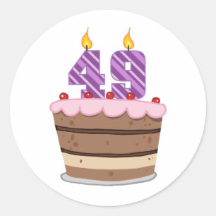 Age 49 on Birthday Cake Classic Round Sticker