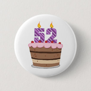 Age 52 on Birthday Cake 6 Cm Round Badge