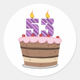 Age 53 on Birthday Cake Classic Round Sticker