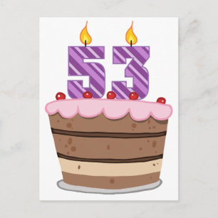 Age 53 on Birthday Cake Postcard
