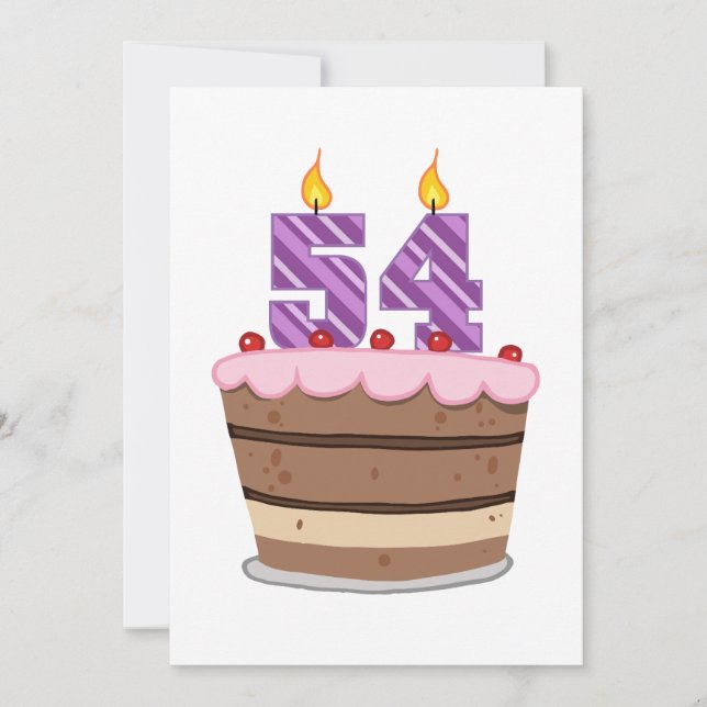 Age 54 on Birthday Cake Card (Front)