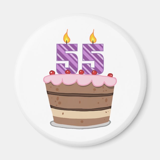 Age 55 on Birthday Cake Magnet (Front)