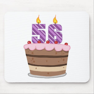 Age 56 on Birthday Cake Mouse Pad