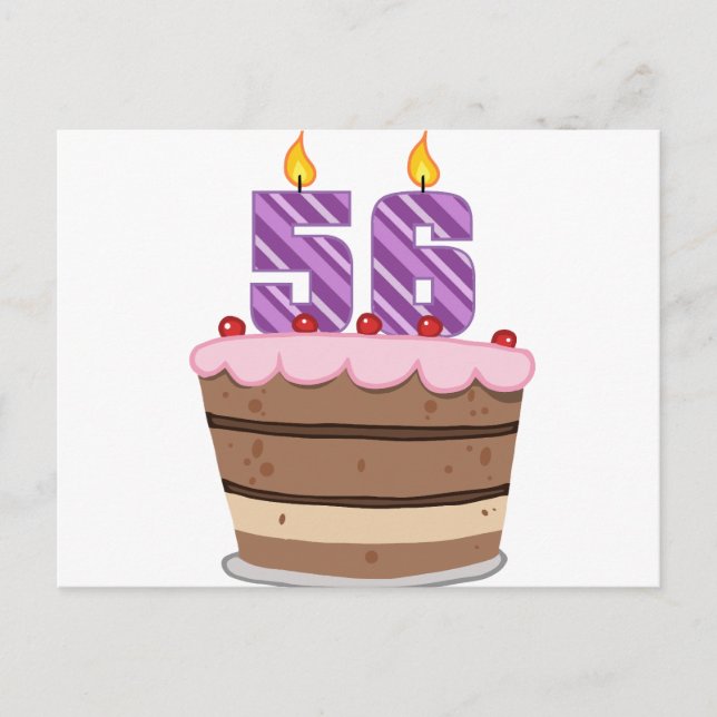 Age 56 on Birthday Cake Postcard (Front)