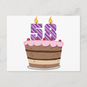 Age 58 on Birthday Cake Postcard