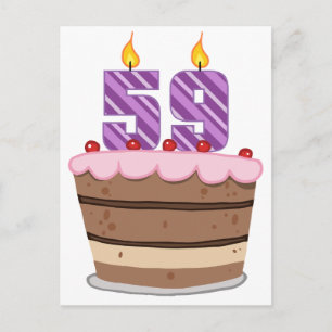Age 59 on Birthday Cake Postcard