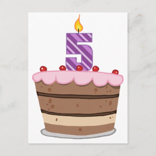 Age 5 on Birthday Cake Postcard
