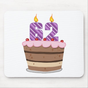 Age 62 on Birthday Cake Mouse Pad