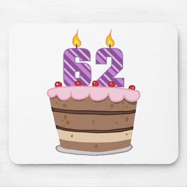 Age 62 on Birthday Cake Mouse Pad (Front)