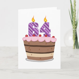 Age 64 on Birthday Cake Card