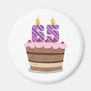Age 65 on Birthday Cake Magnet