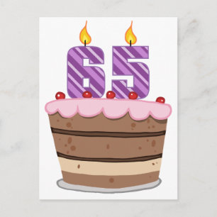 Age 65 on Birthday Cake Postcard