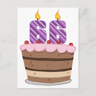 Age 66 on Birthday Cake Postcard