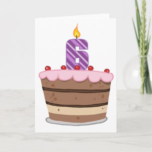 Age 6 on Birthday Cake Card