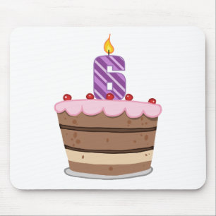 Age 6 on Birthday Cake Mouse Pad