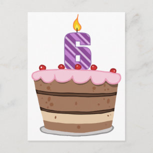 Age 6 on Birthday Cake Postcard