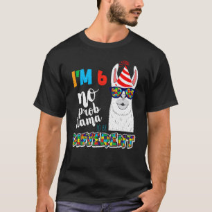 Age 6 Year Old Birth Llama Puzzle April Autism Awa T-Shirt
