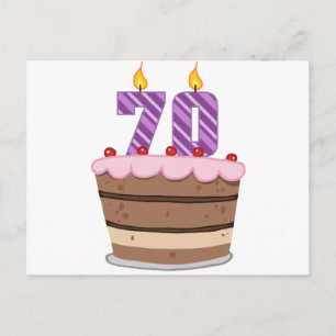 Age 70 on Birthday Cake Postcard