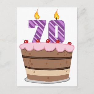 Age 70 on Birthday Cake Postcard