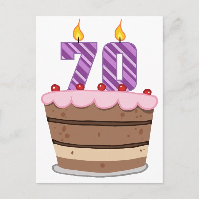 Age 70 on Birthday Cake Postcard (Front)