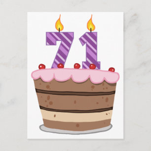 Age 71 on Birthday Cake Postcard